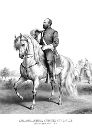 Framed President James Garfield on Horseback Print