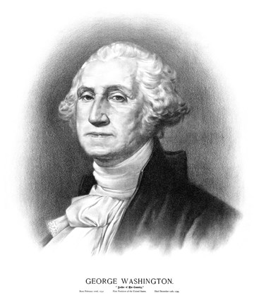 Framed Bust of President George Washington Print