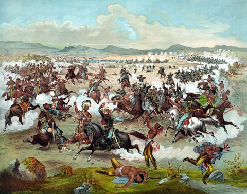 Framed Battle of Little Bighorn Print