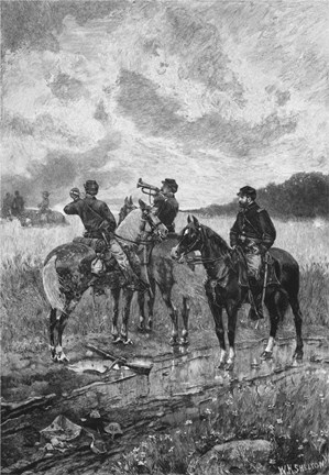 Framed Three Civil War Soldiers onHorseback Print