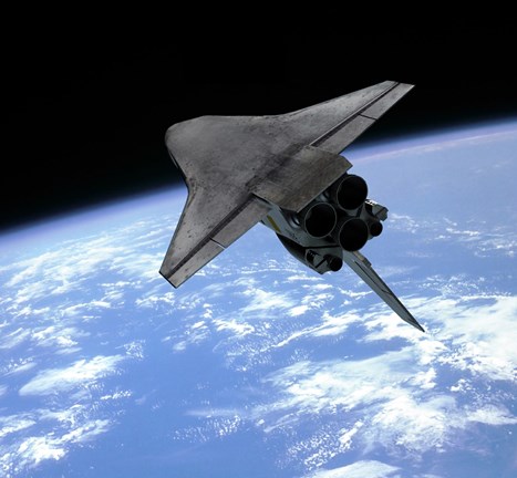 Framed Artist&#39;s concept of a Space Shuttle entering Earth orbit Print