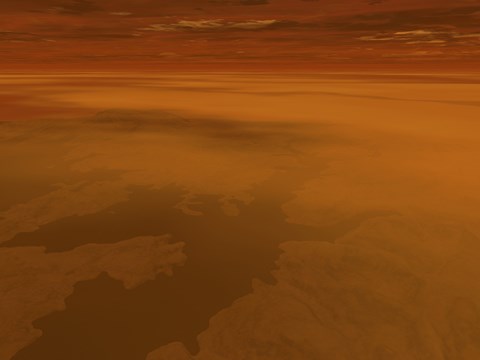 Framed Artist&#39;s concept of the Surface of Saturn&#39;s Moon Titan Print