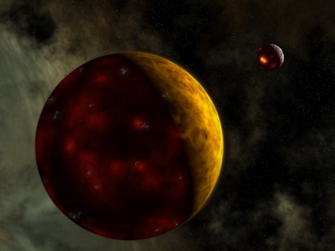 Framed Artist&#39;s Concept of a Young, Turbulent Earth Print