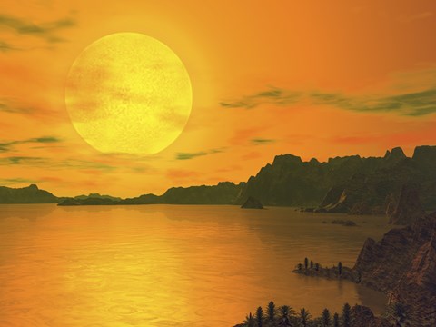 Framed View Across a Rocky and Watery Terrain on Extrasolar Planet Gliese 581 C Print