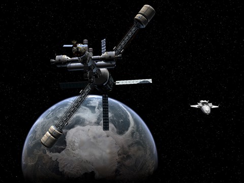 Framed Artist&#39;s Concept of a Lunar Cycler Approaching Earth Print