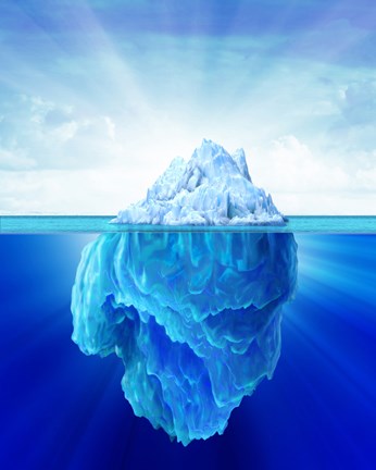 Framed Solitary Iceberg in the Sea Print