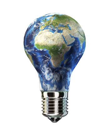 Framed Light Bulb with Planet Earth inside Glass, Africa and Europe view Print