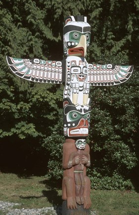 Framed Totem Pole at Stanley Park, Vancouver Island, British Columbia, Canada Print