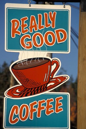Framed Coffee Sign on Vancouver Island, British Columbia, Canada Print