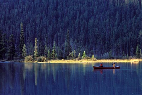 Framed Fishing on Waterfowl Lake, Banff National Park, Canada Print