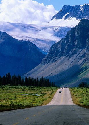 Framed Road into the Mountains of Banff National Park, Alberta, Canada Print