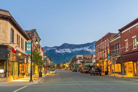 Framed Historic 2nd Street, in downtown Fernie, British Columbia, Canada Print