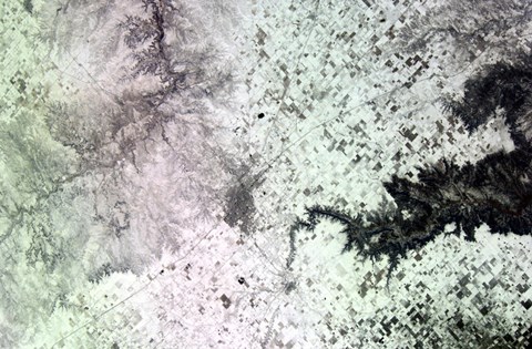Framed Satellite View of Amarillo, Texas, Covered in Snow Print