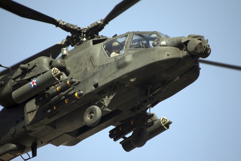Framed AH-64 Apache in Flight Print