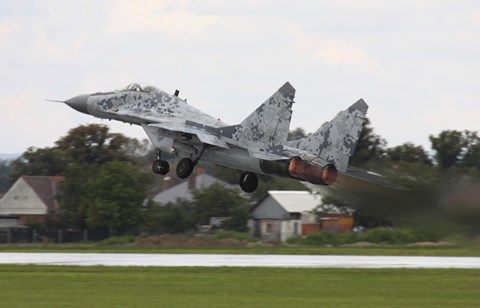 Framed Slovak Air Force MIG-29 Fulcrum taking off Print