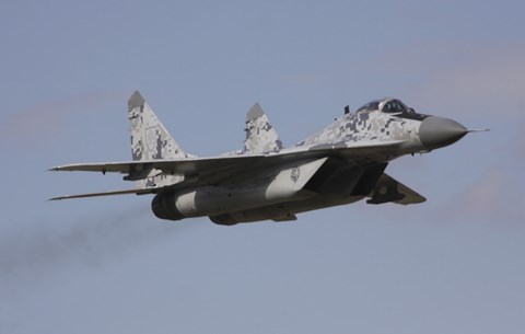 Framed MIG-29 of the Slovak Air Force in Digital Camouflage Print