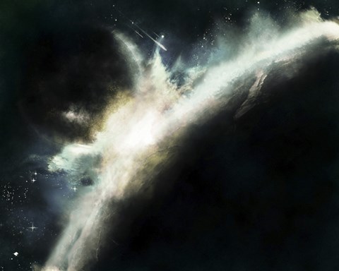 Framed Planet Pushed Out of its orbit Striking Another Planet Print