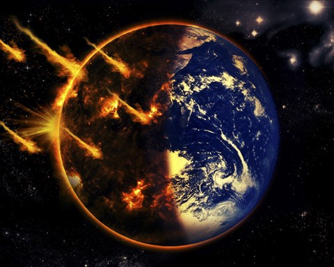 Framed Swarm of Deadly Meteorites Impact Earth on Armageddon Day Print