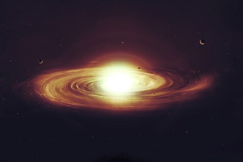 Framed Implosion of a Sun with Visible Solar System and Planets Print