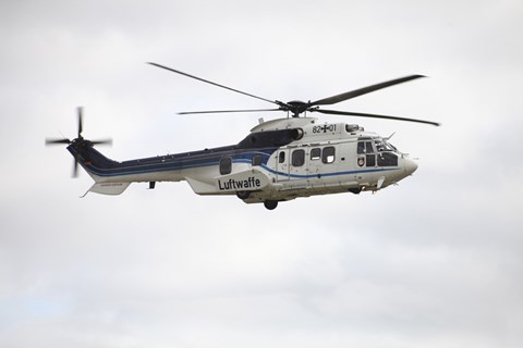 Framed German Air Force Eurocopter Cougar helicopter used for VIP transport Print