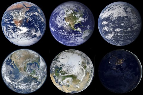 Framed Image comparison of Iconic Views of Planet Earth Print