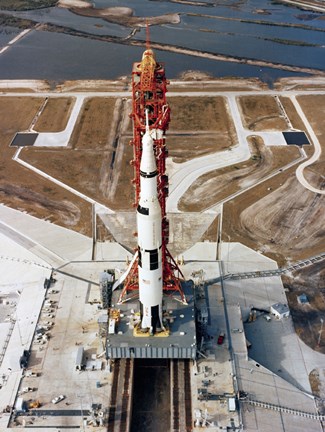 Framed High-angle view of the Apollo 10 space vehicle on its launch pad Print