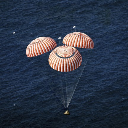 Framed Apollo 16 Command Module approaching Touchdown in the Central Pacific Ocean Print