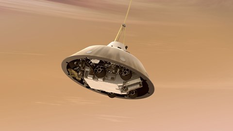 Framed Artist&#39;s Concept of NASA&#39;s Curiosity Rover tucked inside the Spacecraft&#39;s Backshell Print