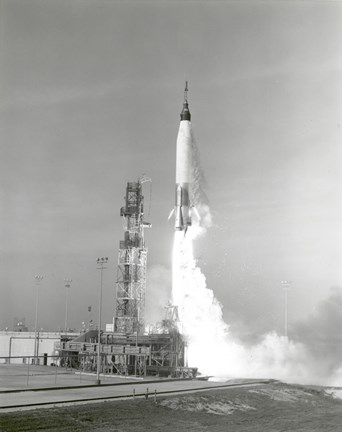 Framed NASA Project Mercury Spacecraft is test Launched from Cape Canaveral, Florida Print