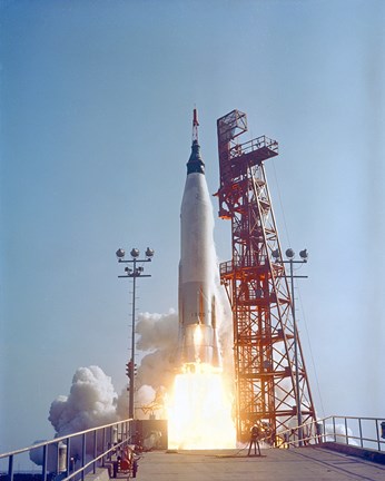 Framed Mercury-Atlas 9 lifts off from its Launch Pad at Cape Canaveral, Florida Print