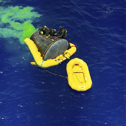 Framed US Navy Frogman Team Helps in the Recovery of the Gemini-Titan 4 spacecraft Print