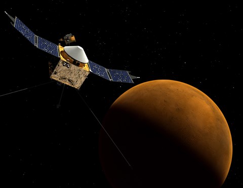 Framed Artist&#39;s Concept of NASA&#39;s MAVEN Spacecraft Print