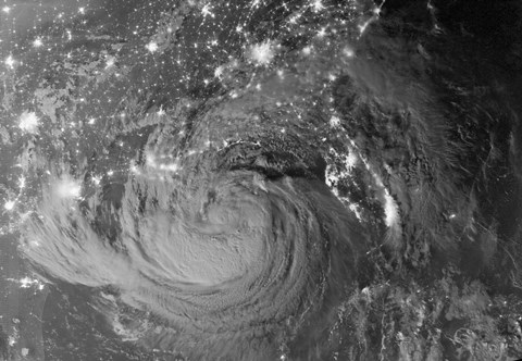 Framed Nighttime view of Tropical Storm Isaac Print