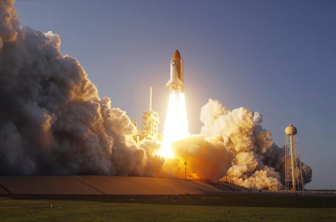 Framed Space Shuttle Discovery lifts off from its Launch Pad at Kennedy Space Center, Florida Print