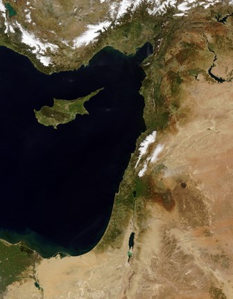 Framed Satellite View of Snow in Lebanon Print