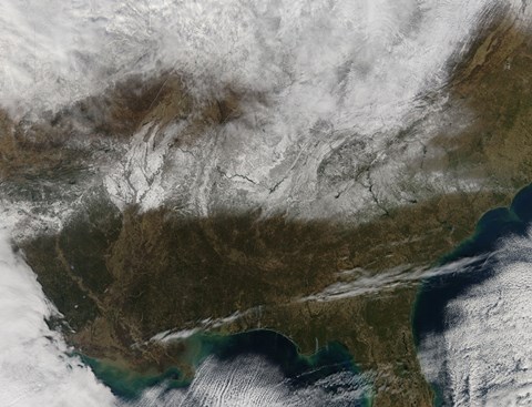 Framed Snow Cover Stretching from Northeastern Texas to the Carolinas Print