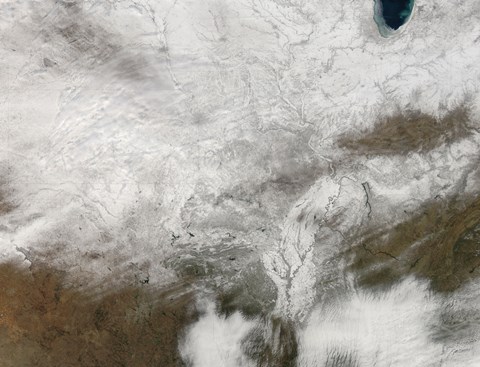 Framed Satellite View of a Severe Winter Storm over the Midwestern United States Print