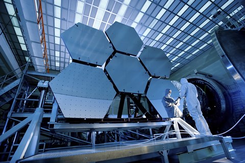 Framed James Webb Space Telescope Array being Tested in the X-ray and Cryogenic Facility Print