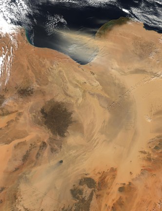 Framed Satellite View of a Dust Storm over Libya Print