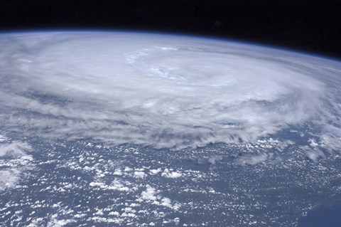 Framed View from space of Hurricane Irene off the East Coast of the United States Print