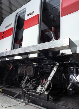 Framed Electric Actuators are used on a Motion Simulator to take Passengers on a Realistic Flight Print