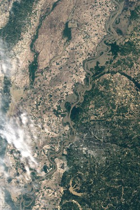Framed Satellite Image of Flood Waters in Memphis, Tennesse Print