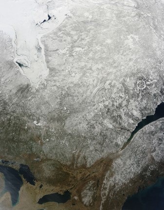 Framed Satellite view of Eastern Canada Print