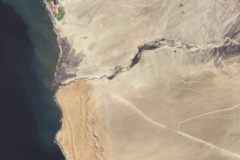 Framed Satellite Image of the Swakop River in the Western part of Namibia Print