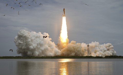 Framed Space shuttle Atlantis lifts off from the Kennedy Space Center, Florida Print