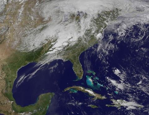 Framed Satellite Image Showing Severe Thunderstorms and Tornados in the Eastern United States Print