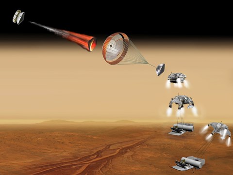 Framed Artist&#39;s Concept of a Proposed Mars sample Return Mission Print