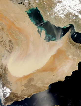 Framed Satellite View of a Dust Storm in Saudi Arabia Print