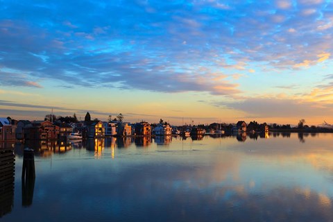 Framed Fraser River House Boats, British Columbia, Canada Print