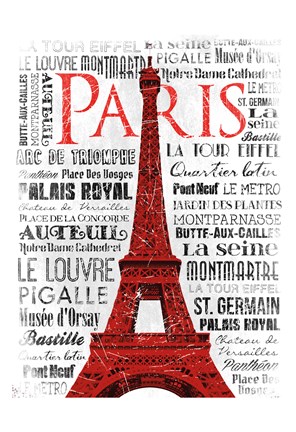 Framed Paris White &amp; Red Print